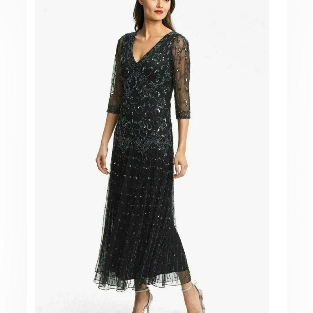 Pisarro Nights Black Beaded Gown Size 2